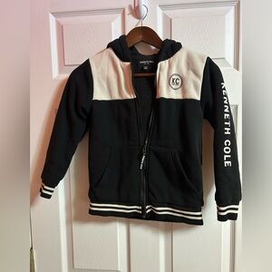 Kenneth Cole Kids Black and Cream Zip-Up Hoodie size” 8